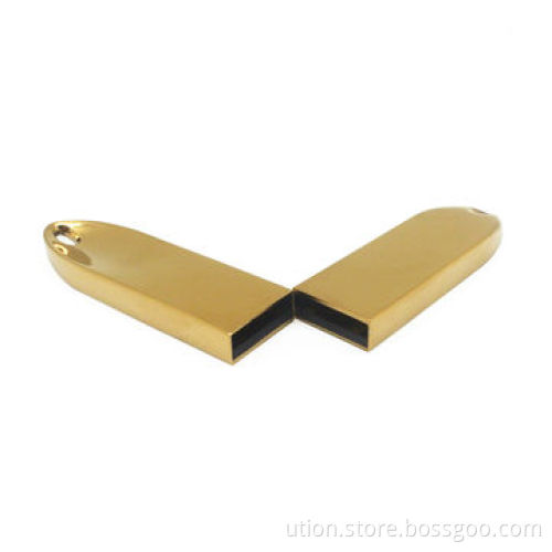 Gold Metal USB Flash Drive with 8Mbps Reading and 6kbps Writing Speed, Free Logo and Swivel Design